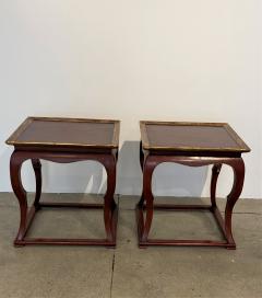 Pair of Square Red Chinese Low Tables - 2474711