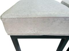 Pair of Square Stools in Luxe Silver Shagreen Leather and Walnut Stained Legs - 3937077