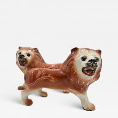 Pair of Staffordshire Striding Lions - 4501012