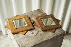 Pair of Star Shaped Wall Mirrors in Faded Velvet Late 19th Century - 4468526