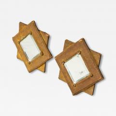 Pair of Star Shaped Wall Mirrors in Faded Velvet Late 19th Century - 4469905