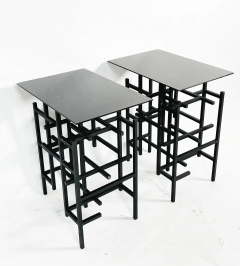 Pair of Steel Glass End or Console Table - 2727464