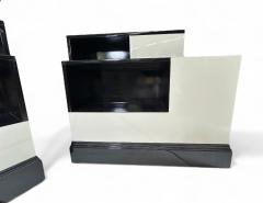 Pair of Stepped Art Deco Stands Lacquered in Ebony and Ivory - 4153874