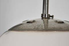 Pair of Stepped Opal Glass Pendant Lamps with Metal Frame Europe 1940s - 4267061