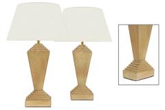 Pair of Stepped Wooden Table Lamps - 3898907