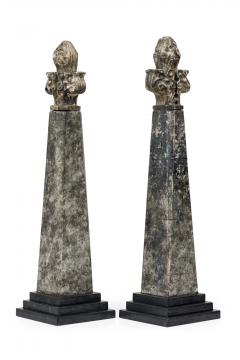 Pair of Stone and Obelisk Architectural Elements - 4201278
