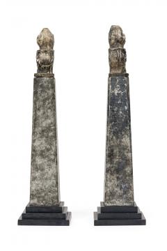 Pair of Stone and Obelisk Architectural Elements - 4201279