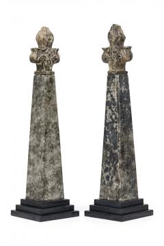 Pair of Stone and Obelisk Architectural Elements - 4201280