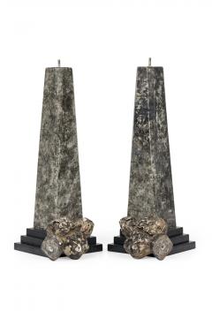 Pair of Stone and Obelisk Architectural Elements - 4201282