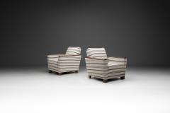 Pair of Striped Armchairs with Wooden Frame Europe 20th Century - 4174304