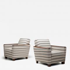 Pair of Striped Armchairs with Wooden Frame Europe 20th Century - 4176849