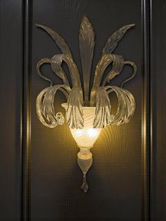 Pair of Sumptuous Gold Murano Glass Leave Wall Sconces - 4742740