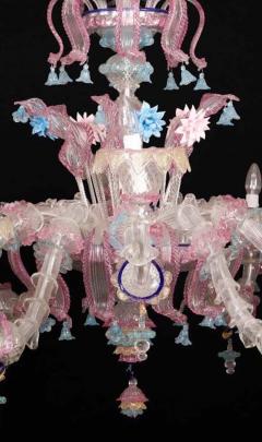 Pair of Sumptuous Pink and Heavenly Murano Glass Chandeliers 1990s - 1984170
