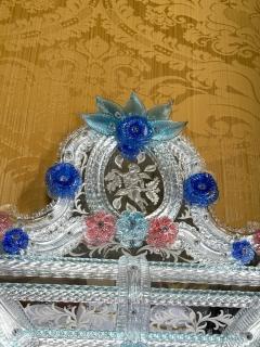 Pair of Superb Murano Glass Mirrors with Wall Lights By Veneziani Arte - 4686932