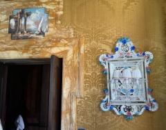 Pair of Superb Murano Glass Mirrors with Wall Lights By Veneziani Arte - 4686940