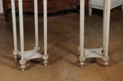 Pair of Swedish 1830s Neoclassical Painted Pedestal Stands with Carrara Marble - 3432726
