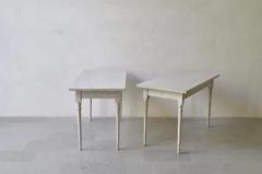 Pair of Swedish 1840s Light Gray Painted Side Tables with Distressed Finish - 3605930