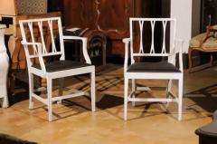 Pair of Swedish 1910s Painted Wood Armchairs with Carved Splats and Stretchers - 3491245