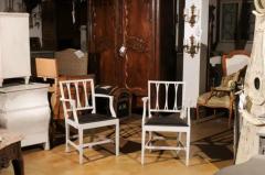 Pair of Swedish 1910s Painted Wood Armchairs with Carved Splats and Stretchers - 3491246