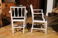 Pair of Swedish 1910s Painted Wood Armchairs with Carved Splats and Stretchers - 3491316