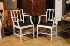 Pair of Swedish 1910s Painted Wood Armchairs with Carved Splats and Stretchers - 3491325