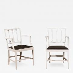 Pair of Swedish 1910s Painted Wood Armchairs with Carved Splats and Stretchers - 3493308