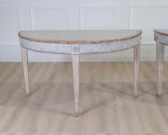 Pair of Swedish 19th Century Gustavian Style Demi Lune Tables - 4707312