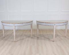 Pair of Swedish 19th Century Gustavian Style Demi Lune Tables - 4707357