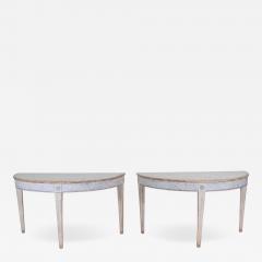 Pair of Swedish 19th Century Gustavian Style Demi Lune Tables - 4708276