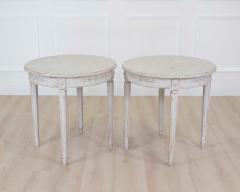 Pair of Swedish 20th Century Carved Round Tables - 4758122