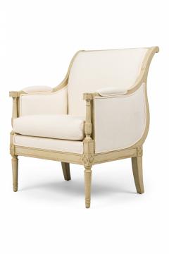 Pair of Swedish Beige Upholstered Bergere Armchairs - 4169385