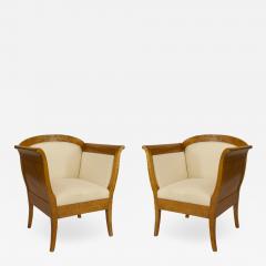 Pair of Swedish Biedermeier Birch Bergas Arm Chairs - 1407590