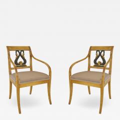 Pair of Swedish Biedermeier Gilt Arm Chairs - 1407667