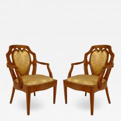 Pair of Swedish Biedermeier Gold Floral Arm Chair - 1407807