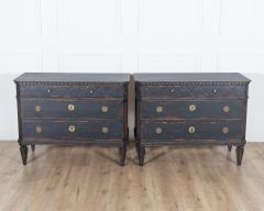 Pair of Swedish Black Painted Commodes with Brass Hardware 20th Century - 4381230