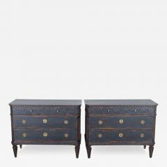Pair of Swedish Black Painted Commodes with Brass Hardware 20th Century - 4381972