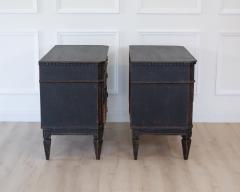 Pair of Swedish Black Painted Three Drawer Chests Circa 1900 - 4791344