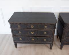 Pair of Swedish Black Painted Three Drawer Chests Circa 1900 - 4791345