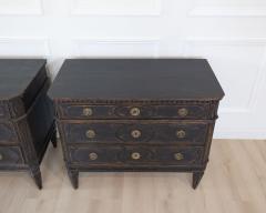 Pair of Swedish Black Painted Three Drawer Chests Circa 1900 - 4791348