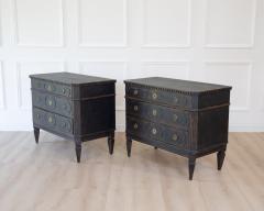 Pair of Swedish Black Painted Three Drawer Chests Circa 1900 - 4791351
