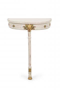 Pair of Swedish Cream Painted and Gilt Demilune Wall Mounted Console Tables - 4170691