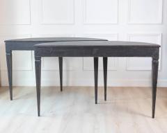 Pair of Swedish Early 19th Century Demi Lune Consoles in Black Paint - 4571653