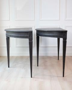 Pair of Swedish Early 19th Century Demi Lune Consoles in Black Paint - 4571656