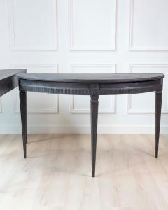 Pair of Swedish Early 19th Century Demi Lune Consoles in Black Paint - 4571702