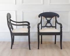 Pair of Swedish Ebonized Neoclassical Armchairs Circa 1880 - 4812470