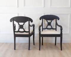 Pair of Swedish Ebonized Neoclassical Armchairs Circa 1880 - 4812471