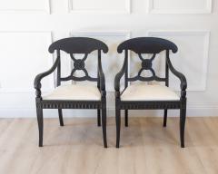 Pair of Swedish Ebonized Neoclassical Armchairs Circa 1880 - 4812492