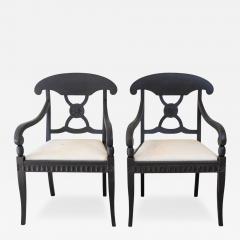Pair of Swedish Ebonized Neoclassical Armchairs Circa 1880 - 4813084