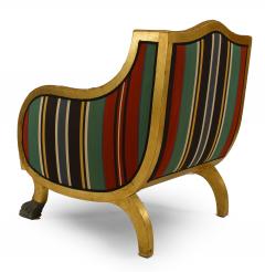 Pair of Swedish Empire Green Stripe Club Chairs - 1401763