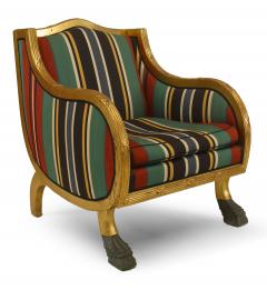 Pair of Swedish Empire Green Stripe Club Chairs - 1401770